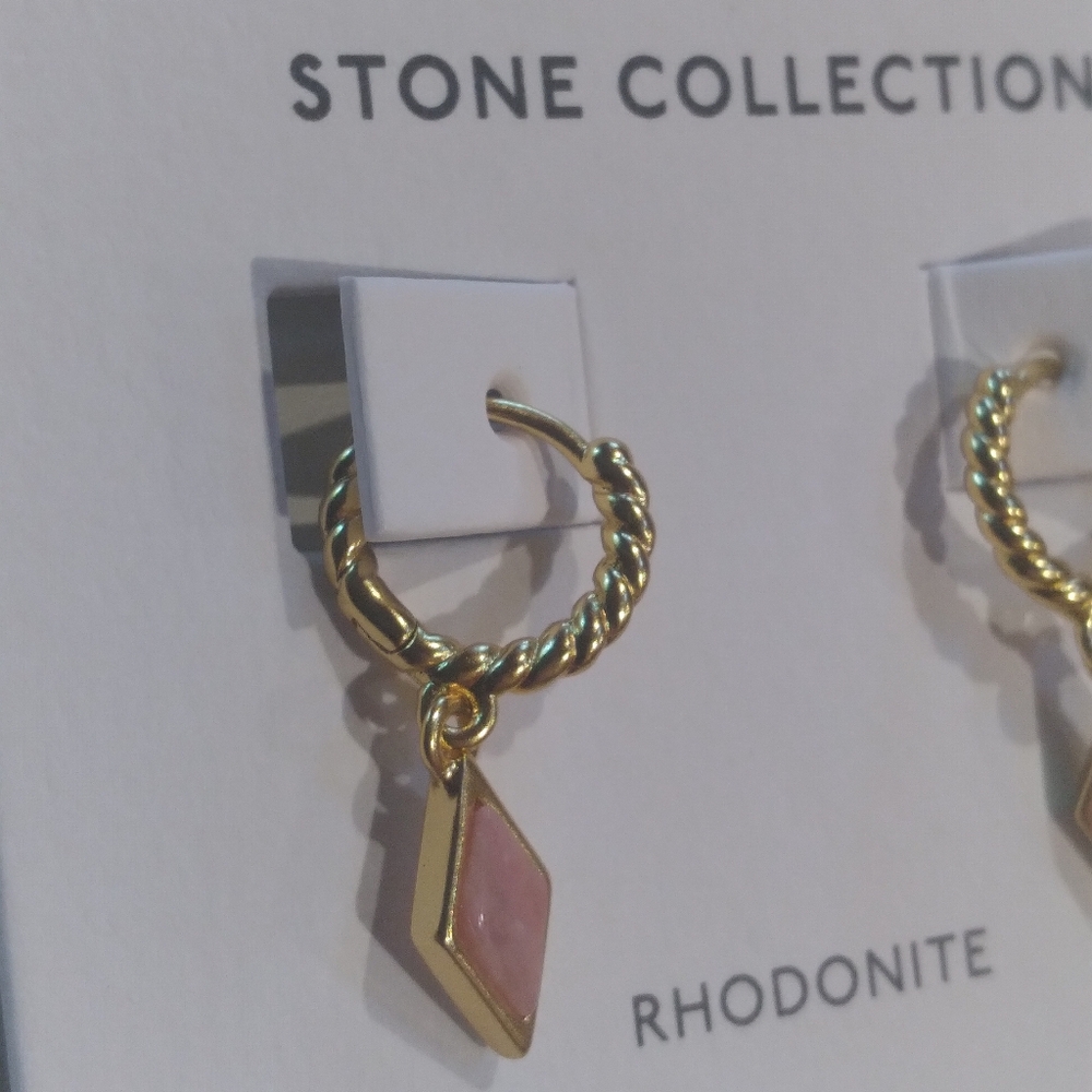 ✨️Madewell✨️Stone Collection Rhodonite  Small Hoops 💥💥 - Picture 2 of 8